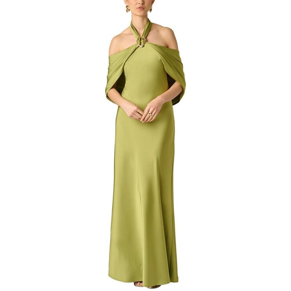 Aidan Mattox Womens Crepe Back Satin Long Dress